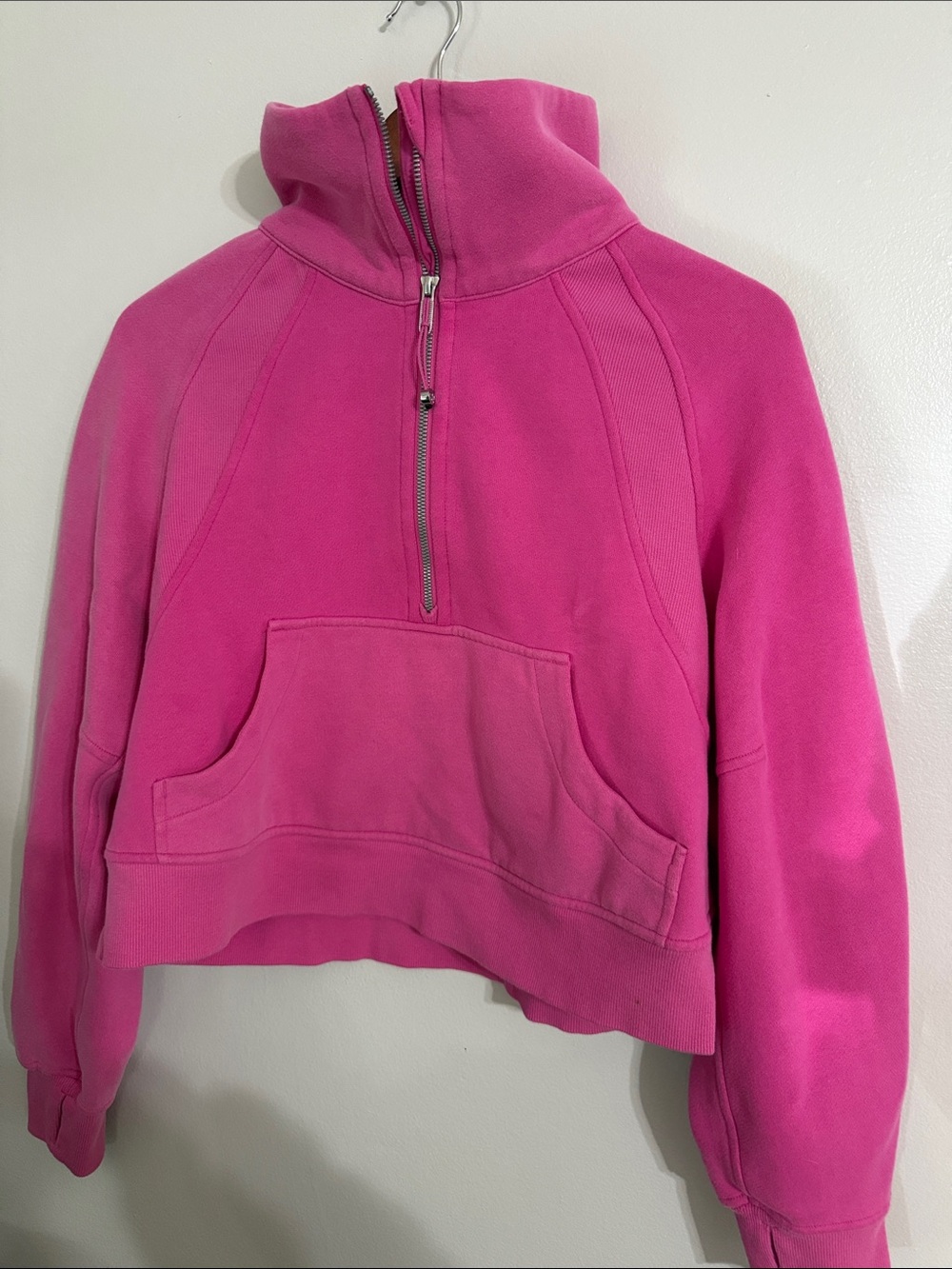 lululemon athletica Hot Pink Cropped Half-Zip Pullover